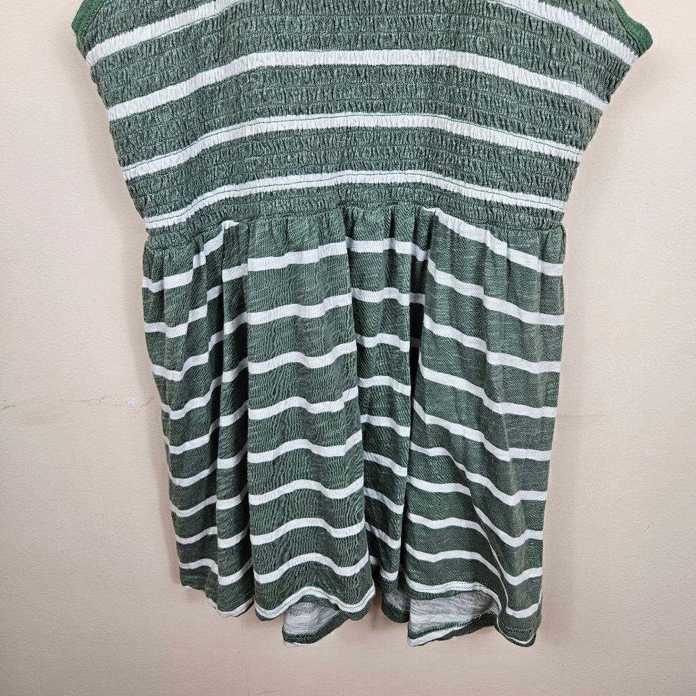 Torrid Smocked Babydoll Hi-Low Top – Green & White 1X - Picture 5 of 10
